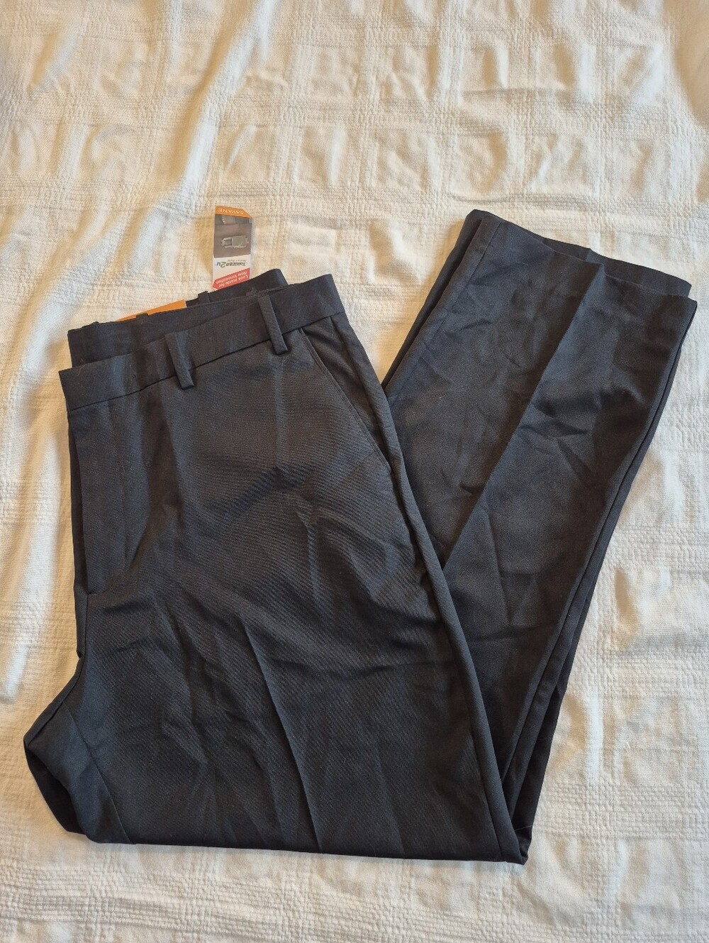 Savane men's 40 x 32 straight fit, Ultimate Khaki, black, flat front NEW